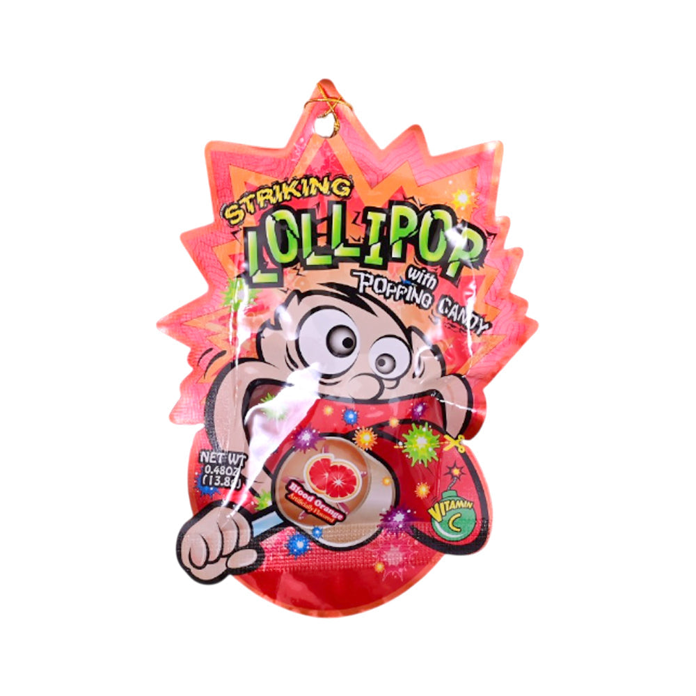 STRIKING LOLLYPOP WITH POPPING CANDY BLOOD ORANGE FLAVOUR 13 Default Title - MamasJan Grocery Food