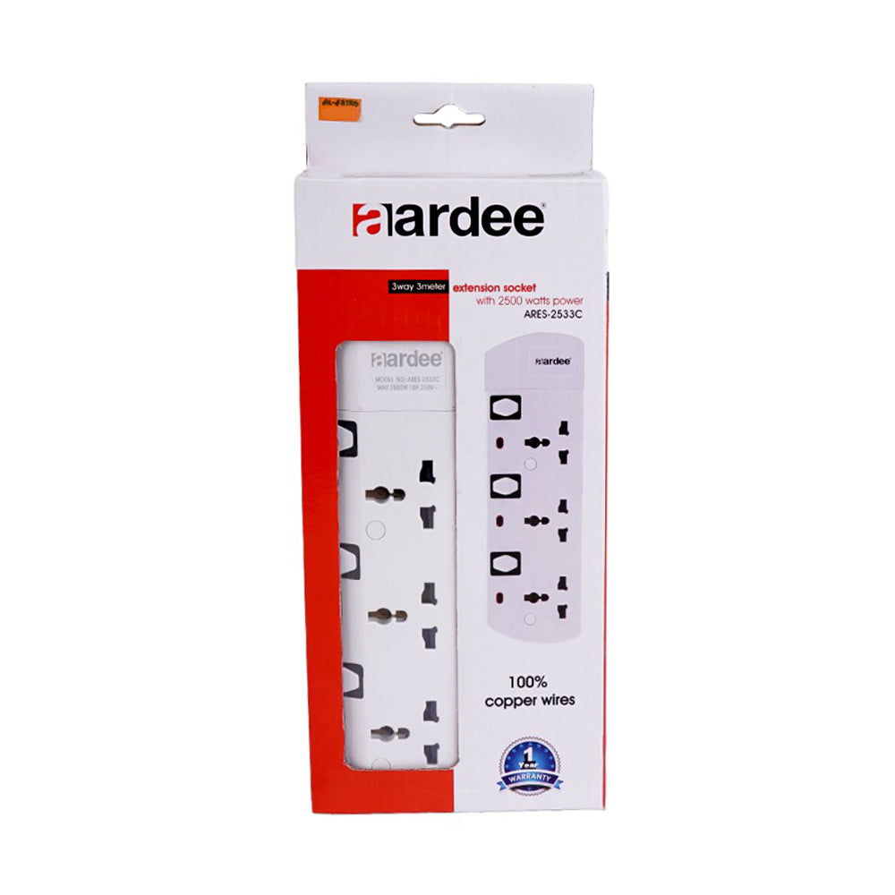AARDEE EXTENSION SOCKET 3WAY WIRE 3METER ARES 2533C Default Title - MamasJan Grocery Nonfood