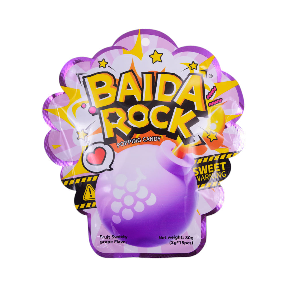 BAIDA ROCK POPPING CANDY LOLLIPOP GRAPE 30 GM Default Title - MamasJan GroceryFoods