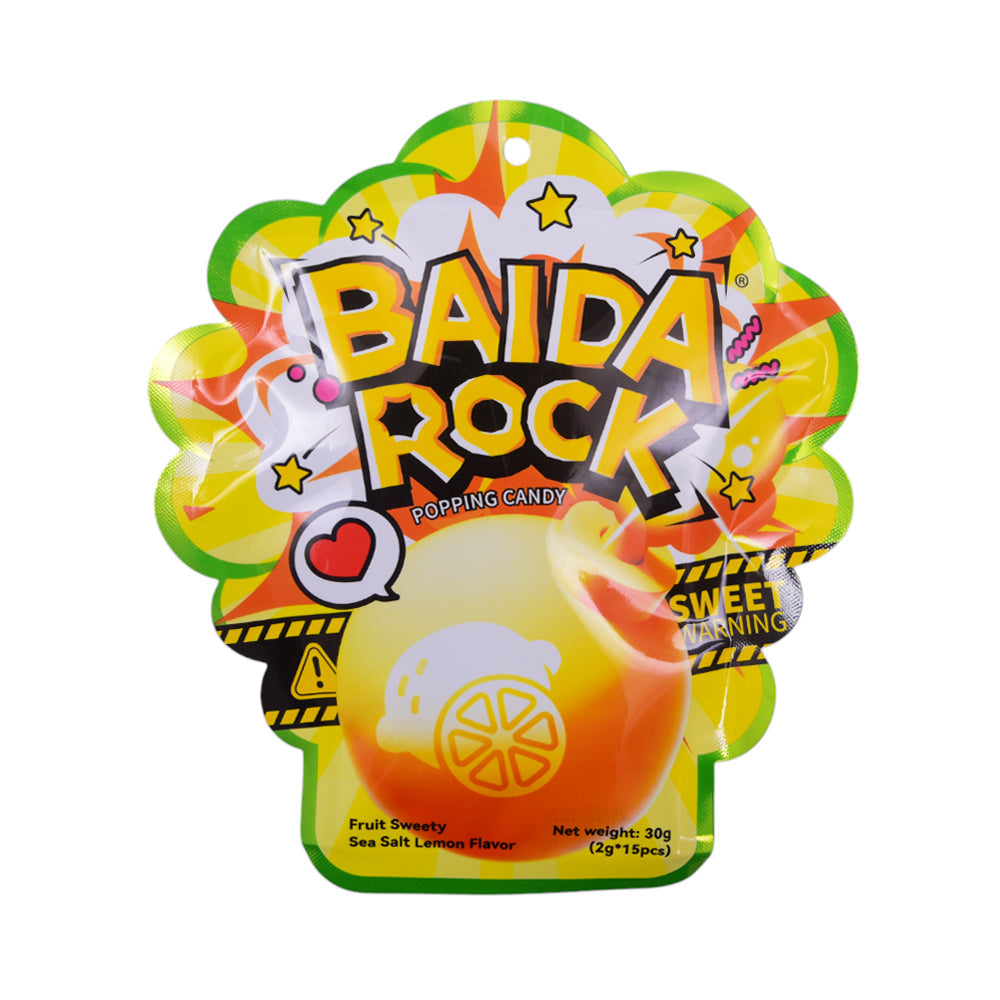 BAIDA ROCK POPPING CANDY LOLLIPOP SEA SALT LEMON 30 GM Default Title - MamasJan GroceryFoods