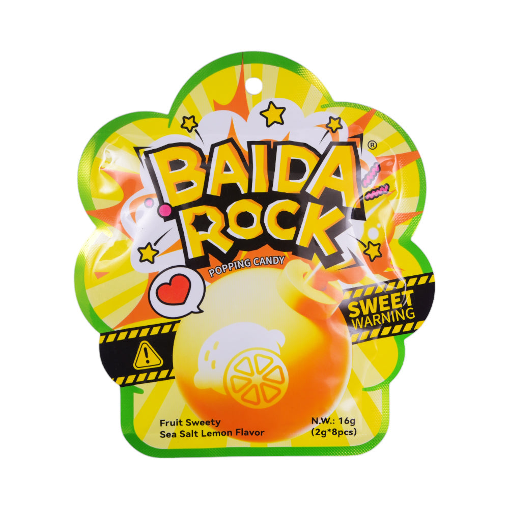 BAIDA ROCK POPPING CANDY LOLLIPOP SEA SALT LEMON 16 GM Default Title - MamasJan GroceryFoods