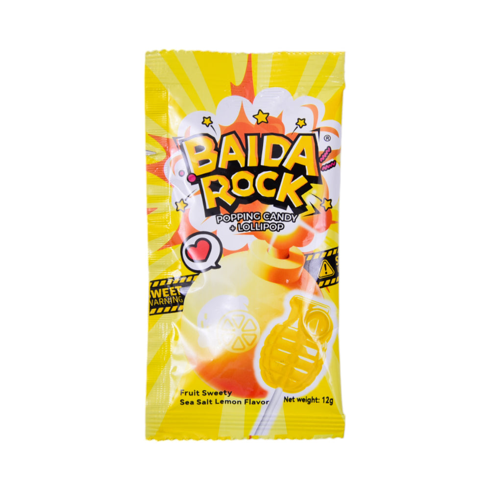 BAIDA ROCK POPPING CANDY LOLLIPOP SEA SALT 12 GM Default Title - MamasJan GroceryFoods
