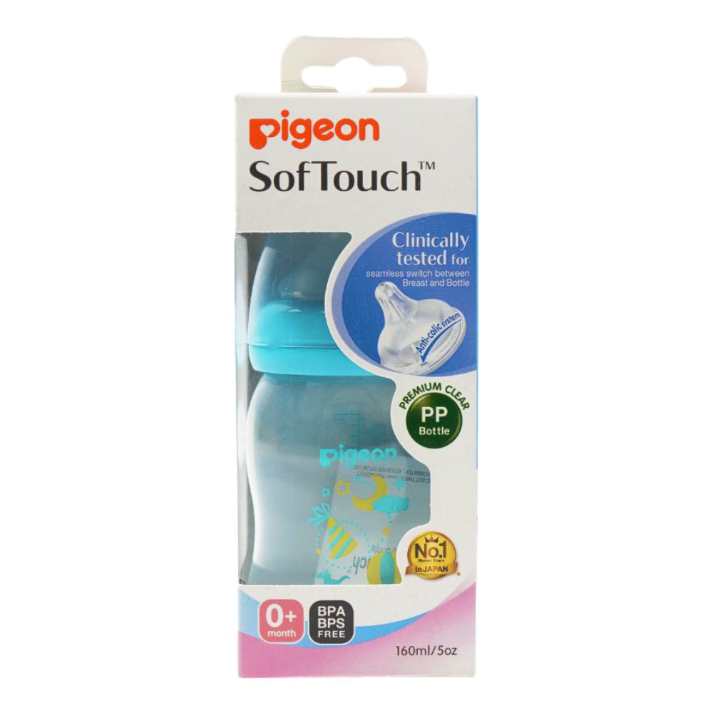 PIGEON BABY FEEDING BOTTLE CLEAR BLUE 0+M 160 ML A78180 Default Title - MamasJan Grocery Nonfood