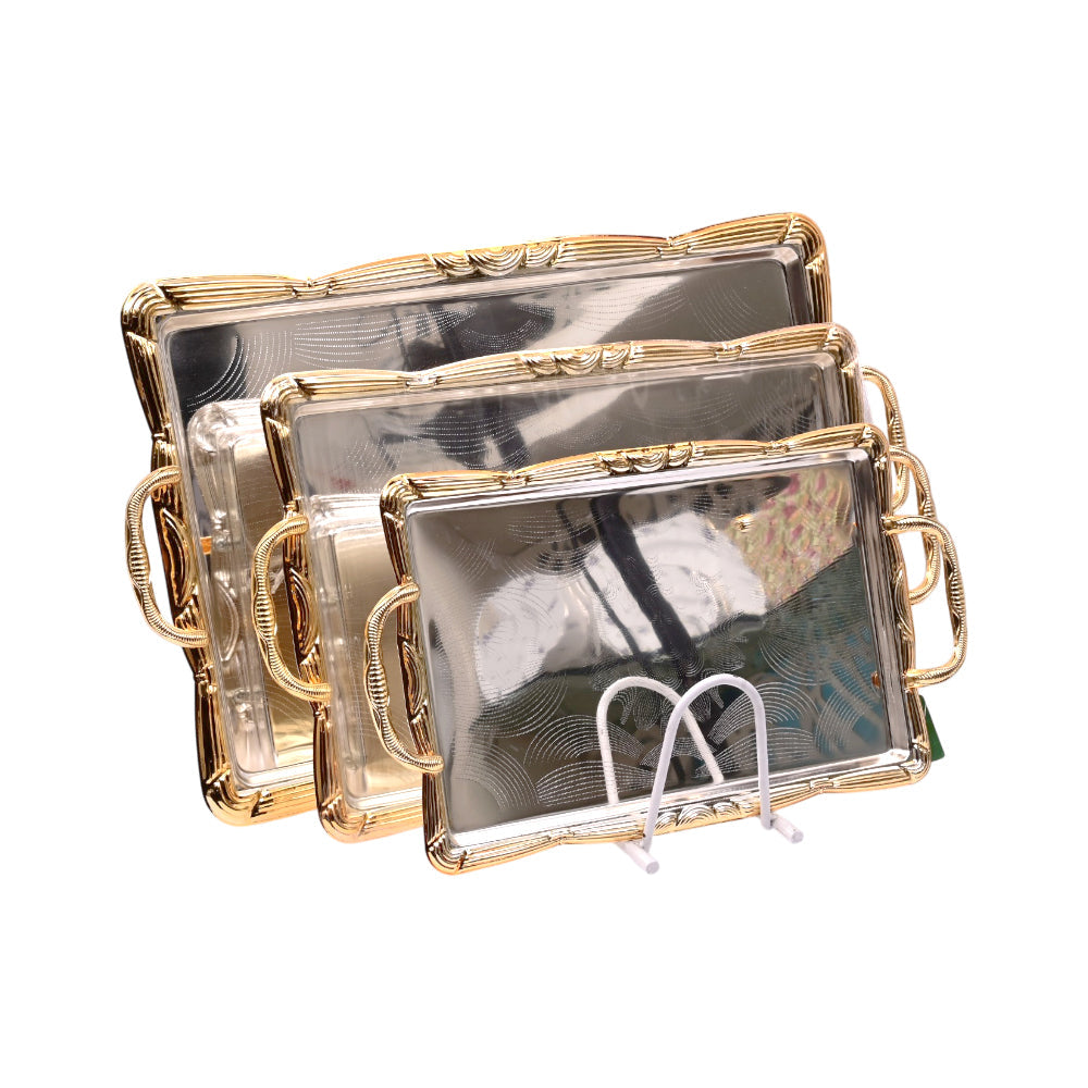 TRAY SET 3PC STEEL IR ZS714-3 Default Title - MamasJan Crockery