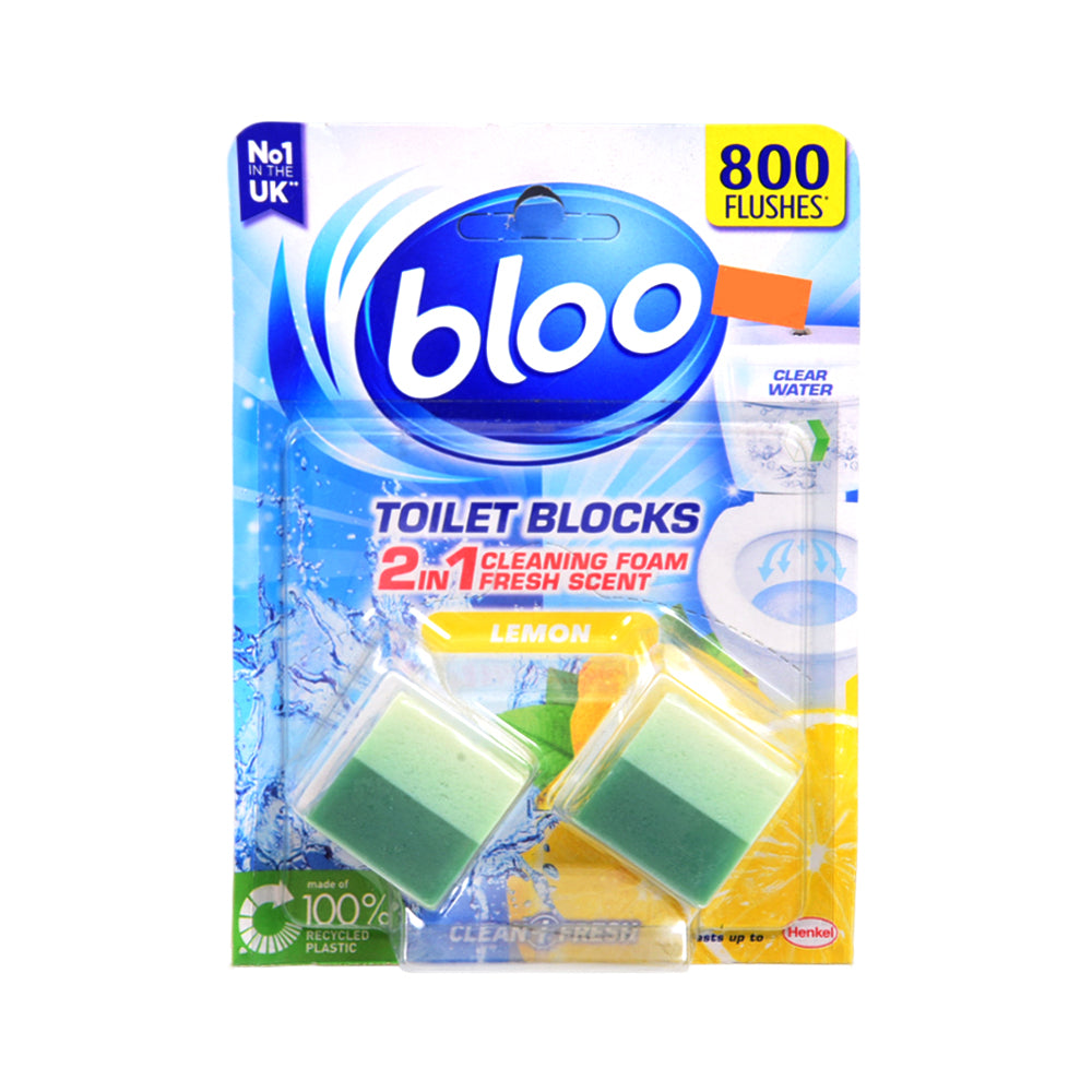 BLOO TOILET FRESHING BLOCKS 2IN1 LEMON 2X50 GM Default Title - MamasJan Grocery Nonfood