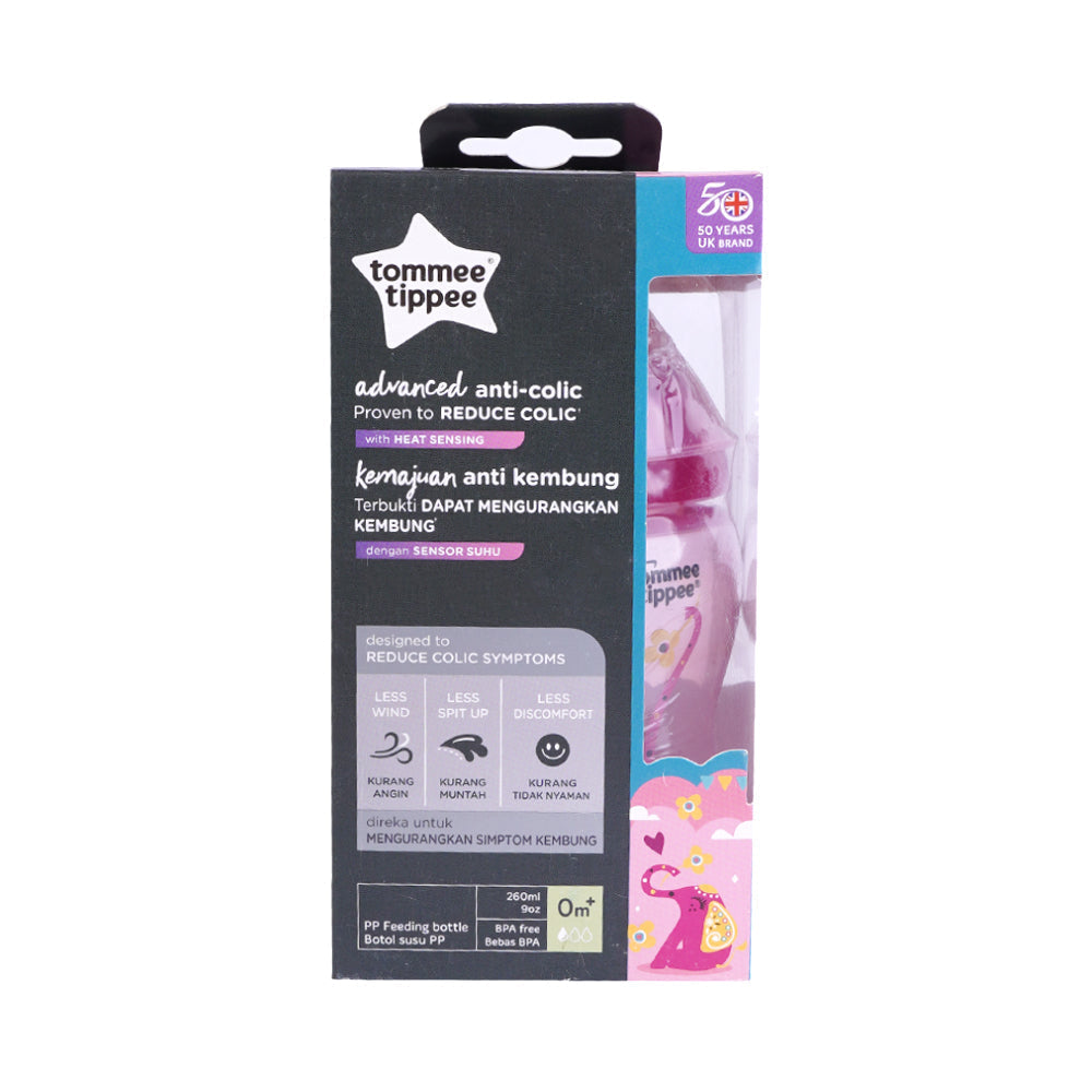 TOMMEE TIPPEE BABY FEEDING BOTTLE PINK SENSING 260 ML 422656 Default Title - MamasJan Grocery Nonfood