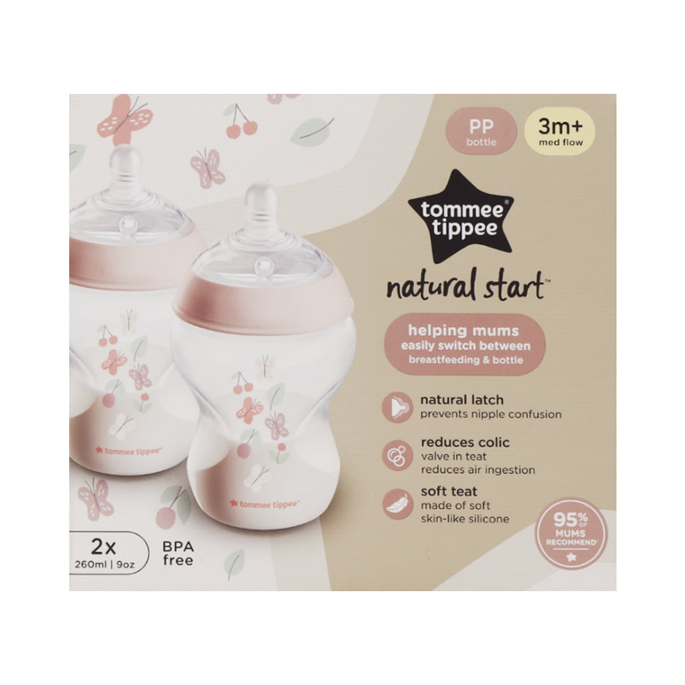 TOMMEE TIPPEE NATURAL START TINTED PP BOTTLE 2 X 260 ML PINK Default Title - MamasJan Grocery Nonfood