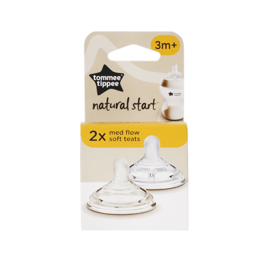 TOMMEE TIPPEE NATURAL START MEDIUM FLOW SOFT TEAT 3M+ 2PCS Default Title - MamasJan Grocery Nonfood