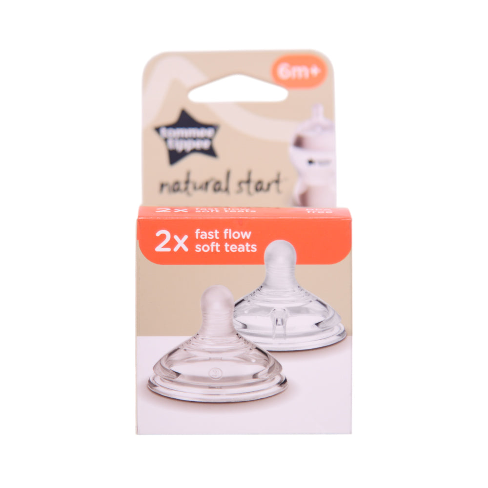 TOMMEE TIPPEE NATURAL START FAST FLOW SOFT TEAT 6M+ 2PCS Default Title - MamasJan Grocery Nonfood