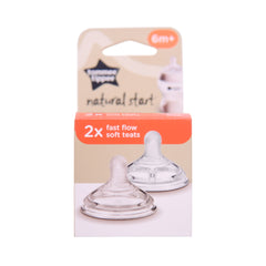 TOMMEE TIPPEE NATURAL START FAST FLOW SOFT TEAT 6M+ 2PCS Default Title - MamasJan Grocery Nonfood