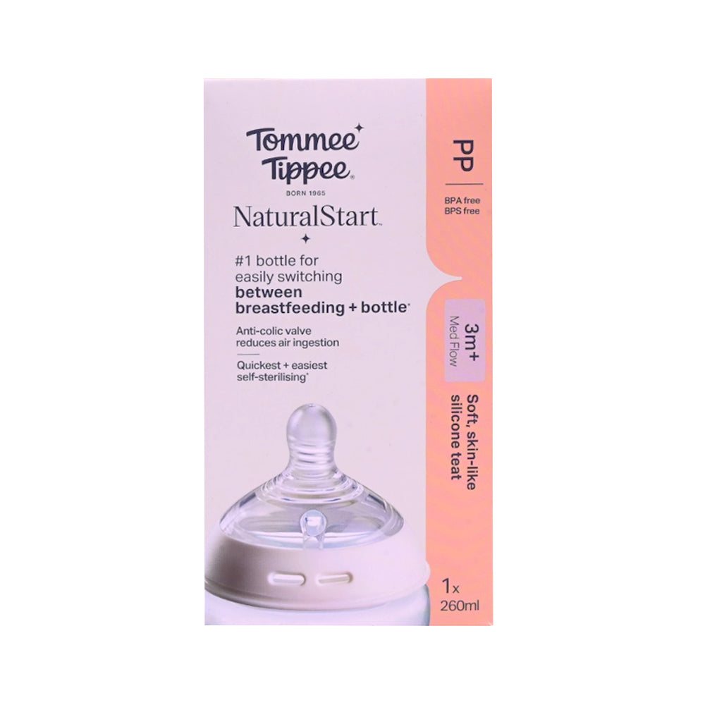 TOMMEE TIPPEE NATURAL START 3M PLUS MED FLOW 260 ML Default Title - MamasJan Baby Maternity Care