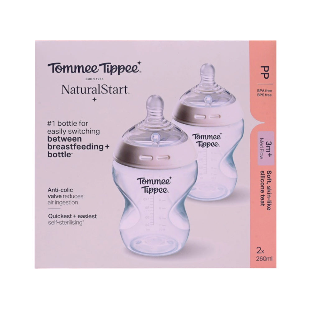 TOMMEE TIPPEE NATURAL START 3M PLUS MED FLOW WHITE 260 ML Default Title - MamasJan Baby Maternity Care