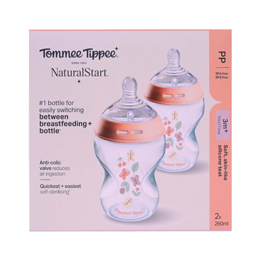 TOMMEE TIPPEE NATURAL START 3M PLUS MED FLOW PINK 260 ML Default Title - MamasJan Baby Maternity Care