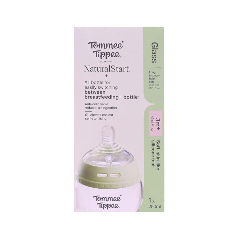 TOMMEE TIPPEE NATURAL START 3M PLUS MED FLOW GLASS FEDDER 25 Default Title - MamasJan Baby Maternity Care