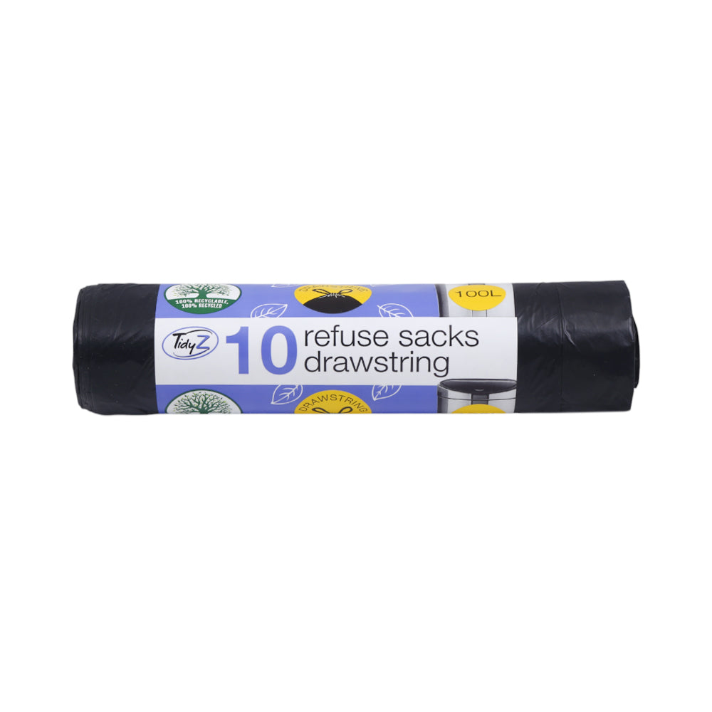 TIDYZ GARBAGE BAG 10 REFUSE SACKS DRAWSTRING 100L B1528 Default Title - MamasJan Grocery Nonfood