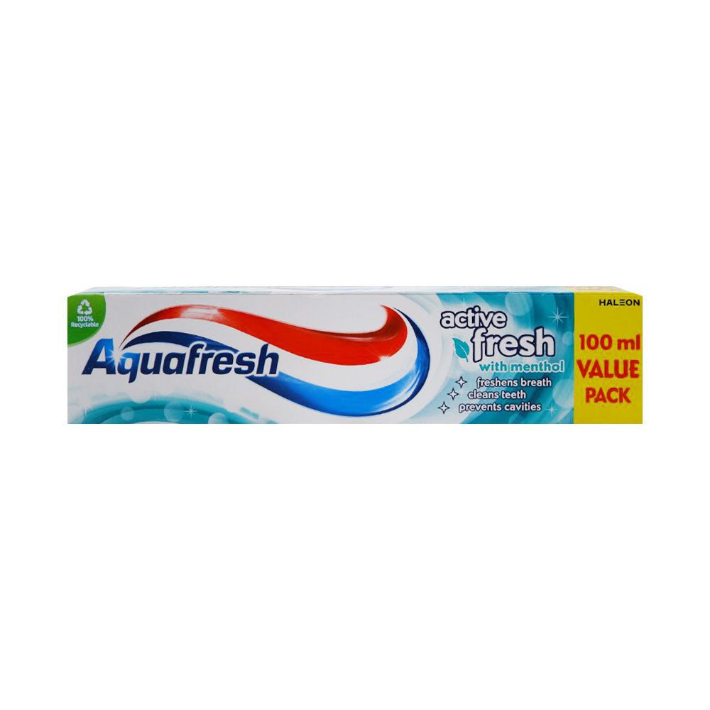 AQUA FRESH TOOTH PASTE ACTIVE FRESH WITH MENTHOL 100 ML Default Title - MamasJan Grocery Nonfood