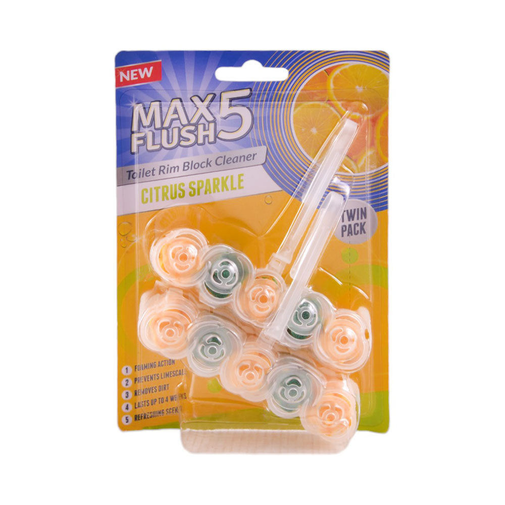 MAX FLUSH 5 TOILET AIR FRESHNER CITRUS SPARKLE 2X45 GM Default Title - MamasJan Grocery Nonfood