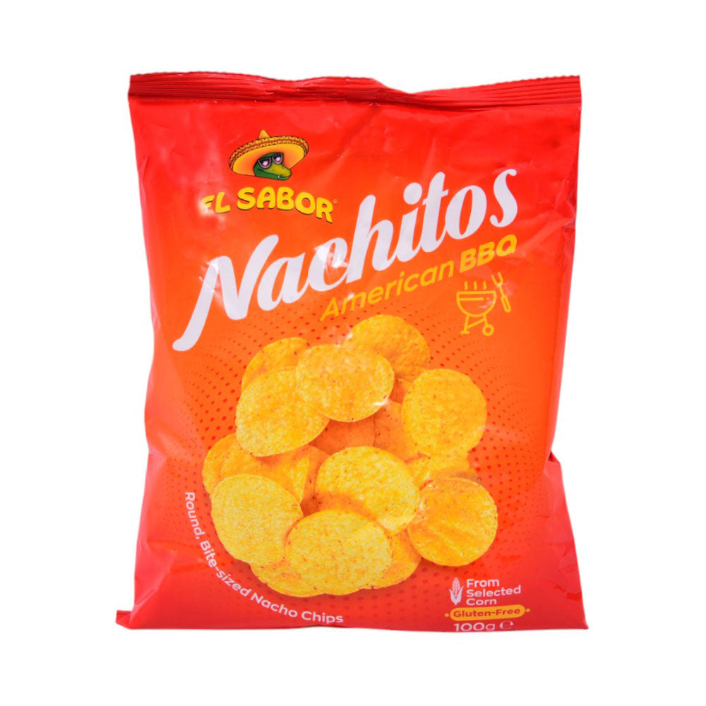 EL SABOR NACHITOS CHIPS AMERICAN BBQ 100 GM Default Title - MamasJan GroceryFoods