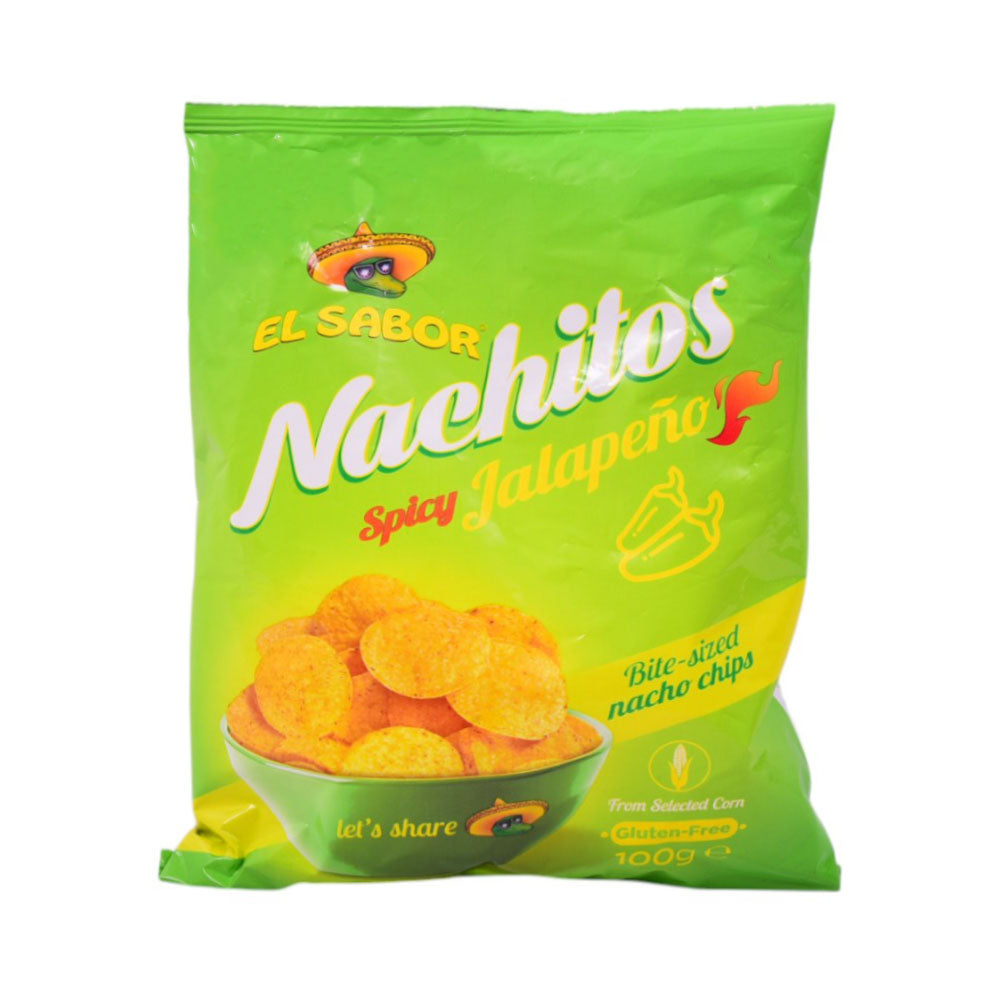 EL SABOR NACHITOS CHIPS SPICY JALAPENO 100 GM Default Title - MamasJan GroceryFoods