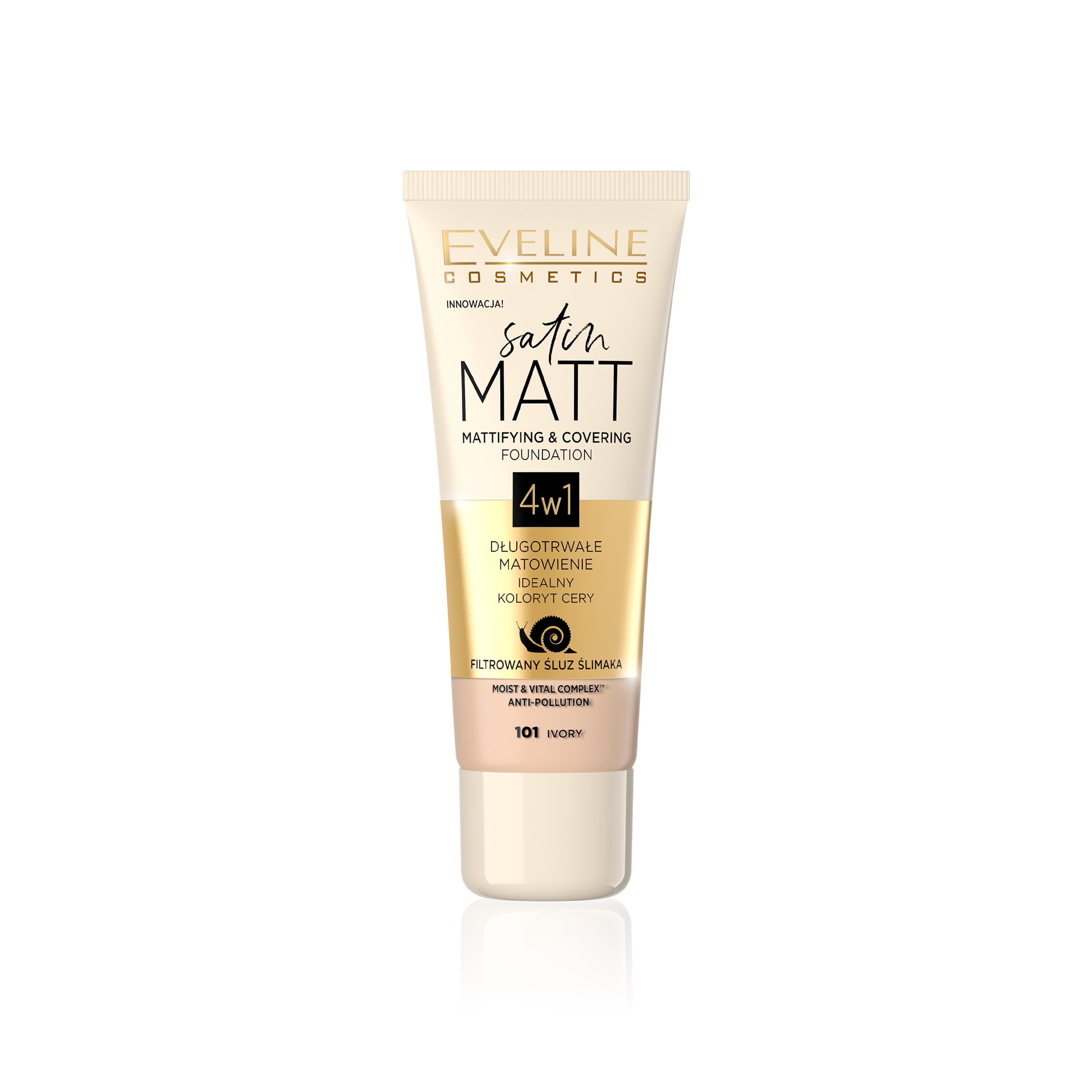 EVELINE SATIN MATT MATTIFYING & COVERING FOUNDATION 104 BEIGE - MamasJan Makeup