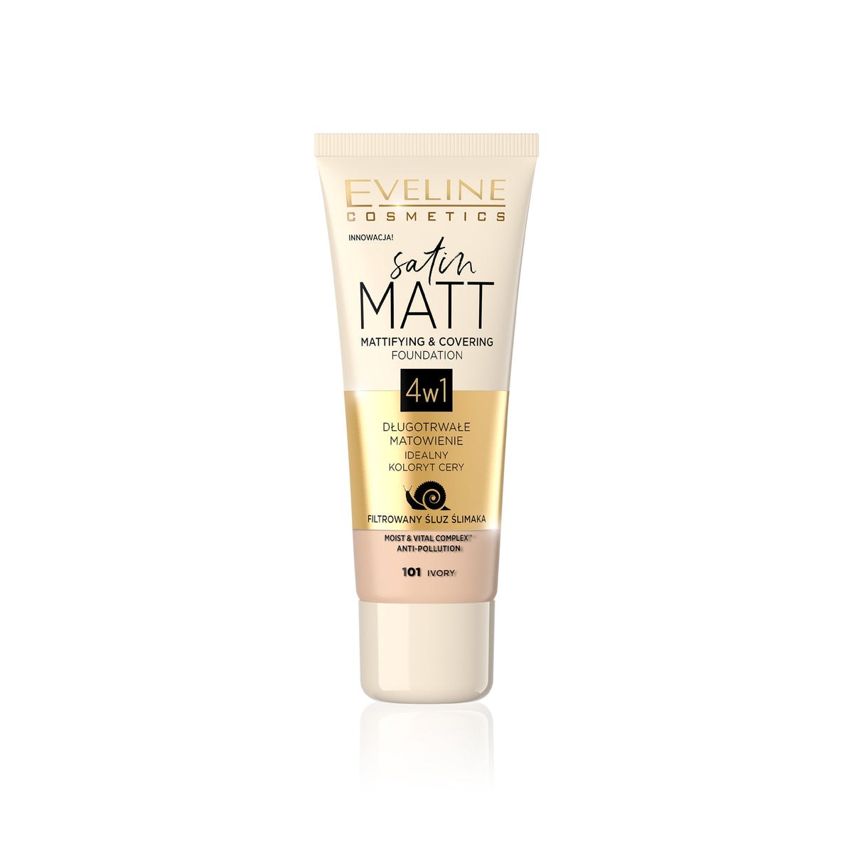 EVELINE SATIN MATT MATTIFYING & COVERING FOUNDATION 104 BEIGE - MamasJan Makeup