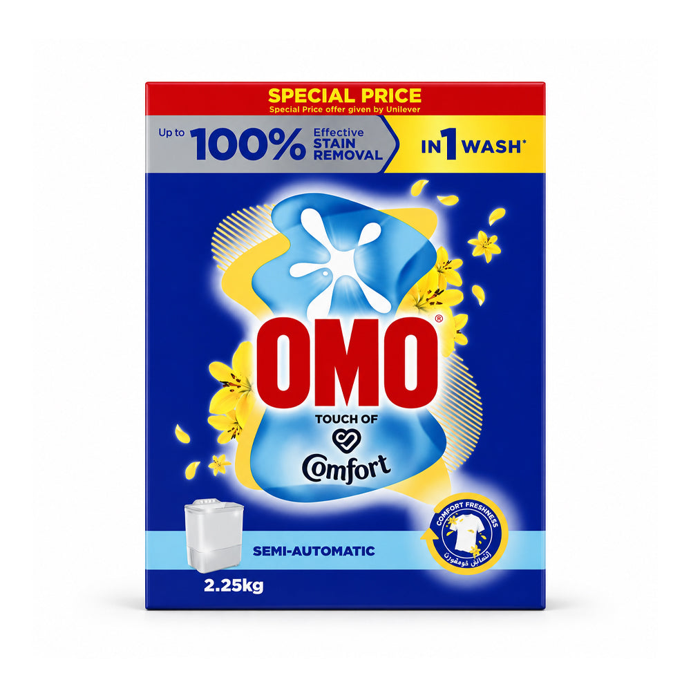 OMO WASHING POWDER TOUCH OF COMFORT SEMI AUTO BLUE 2.25 KG Default Title - MamasJan Grocery Nonfood