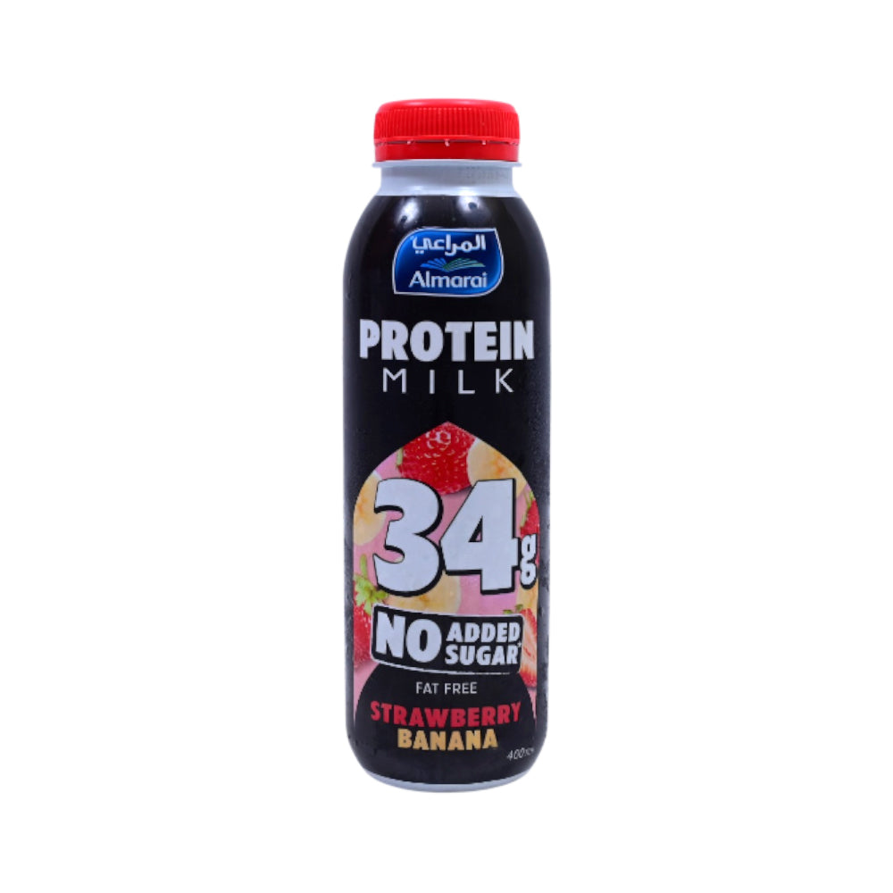 AL MARAI PROTEIN MILK STRAWBERRY BANANA FAT FREE 400 ML Default Title - MamasJan GroceryFoods