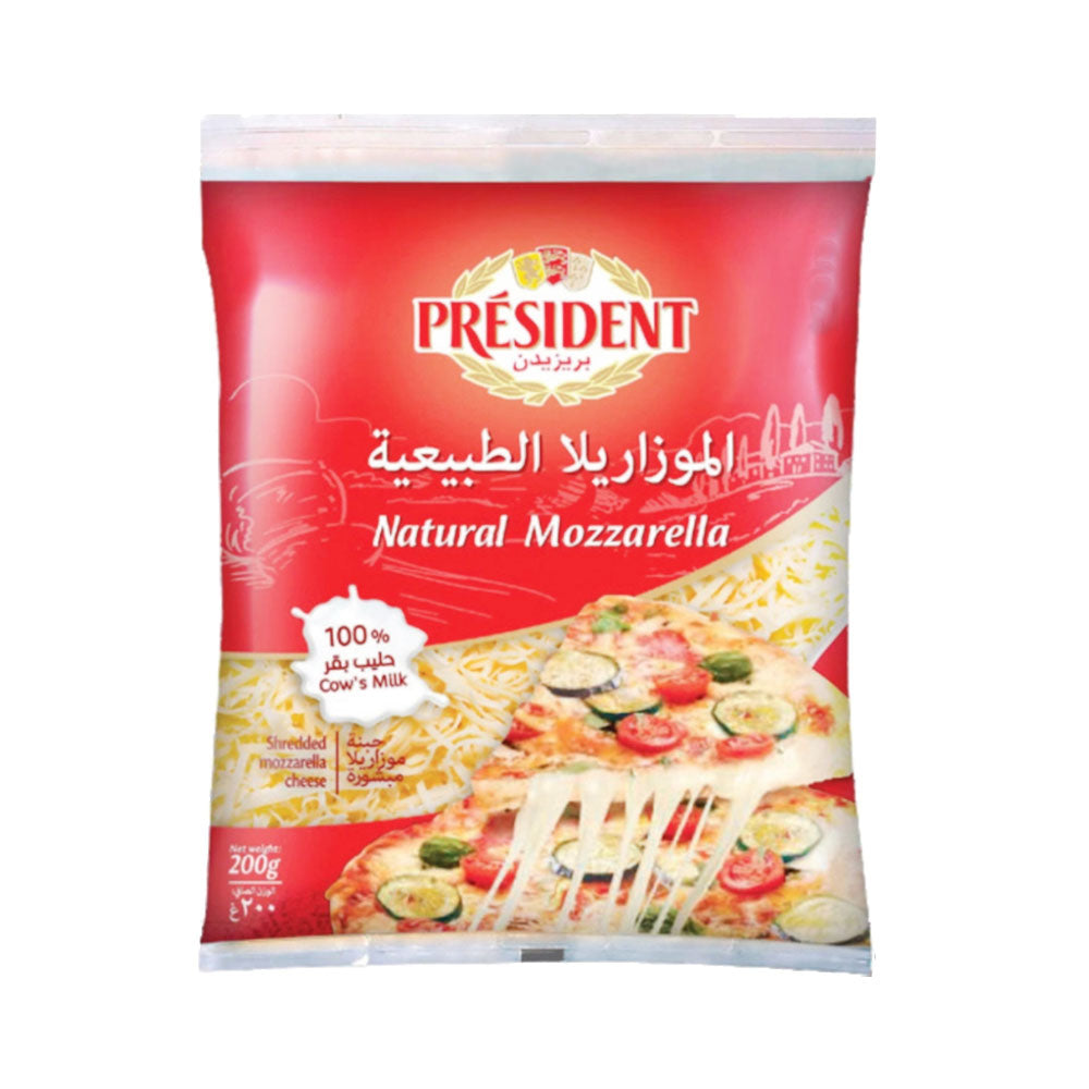 PRESIDENT NATURAL SHREDDED MOZZARELLA CHEESE 200G Default Title - MamasJan Grocery