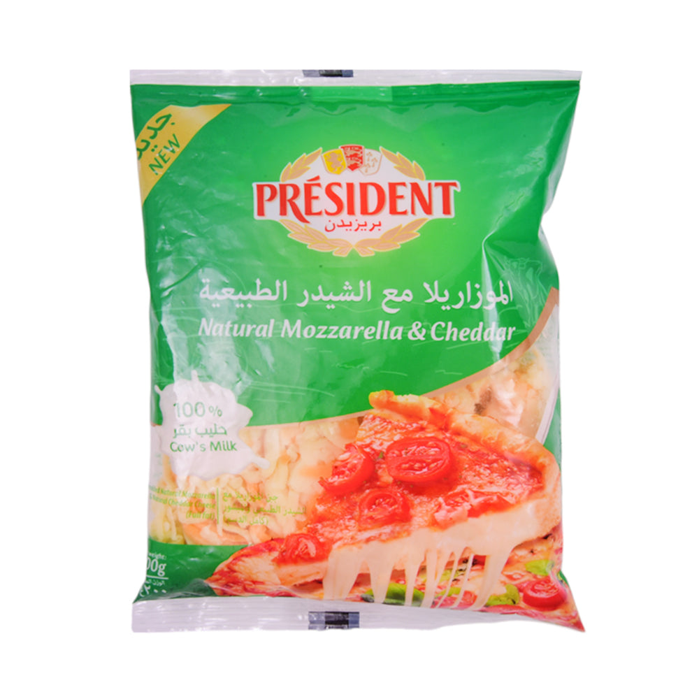 PRESIDENT NATURAL SHREDDED MOZZARELLA & CHEDDAR CHEESE 200G Default Title - MamasJan GroceryFoods