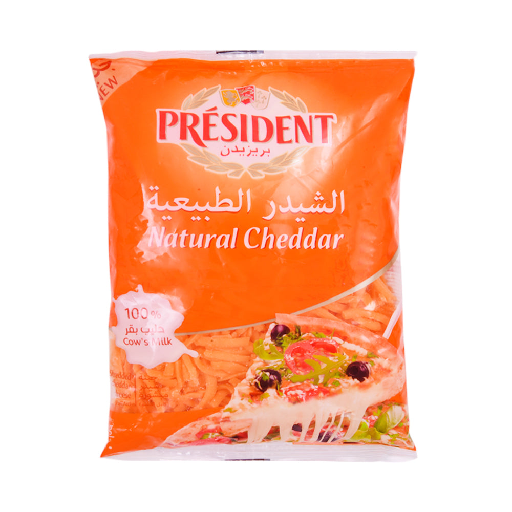 PRESIDENT NATURAL SHREDDED CHEDDAR CHEESE 200G Default Title - MamasJan GroceryFoods