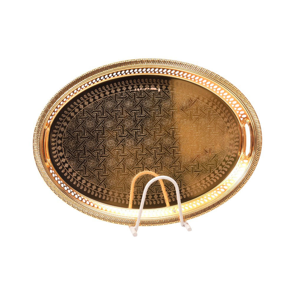 TRAY ZOLTEN OVAL GOLDEN-SILVER ZL2013639 Default Title - MamasJan Crockery