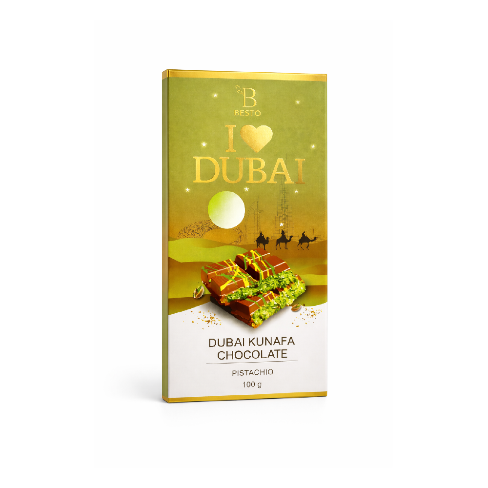 BESTO CHOCOLATE BAR KUNAFA DUBAI PISTACHIO 100 GM Default Title - MamasJan Grocery Food