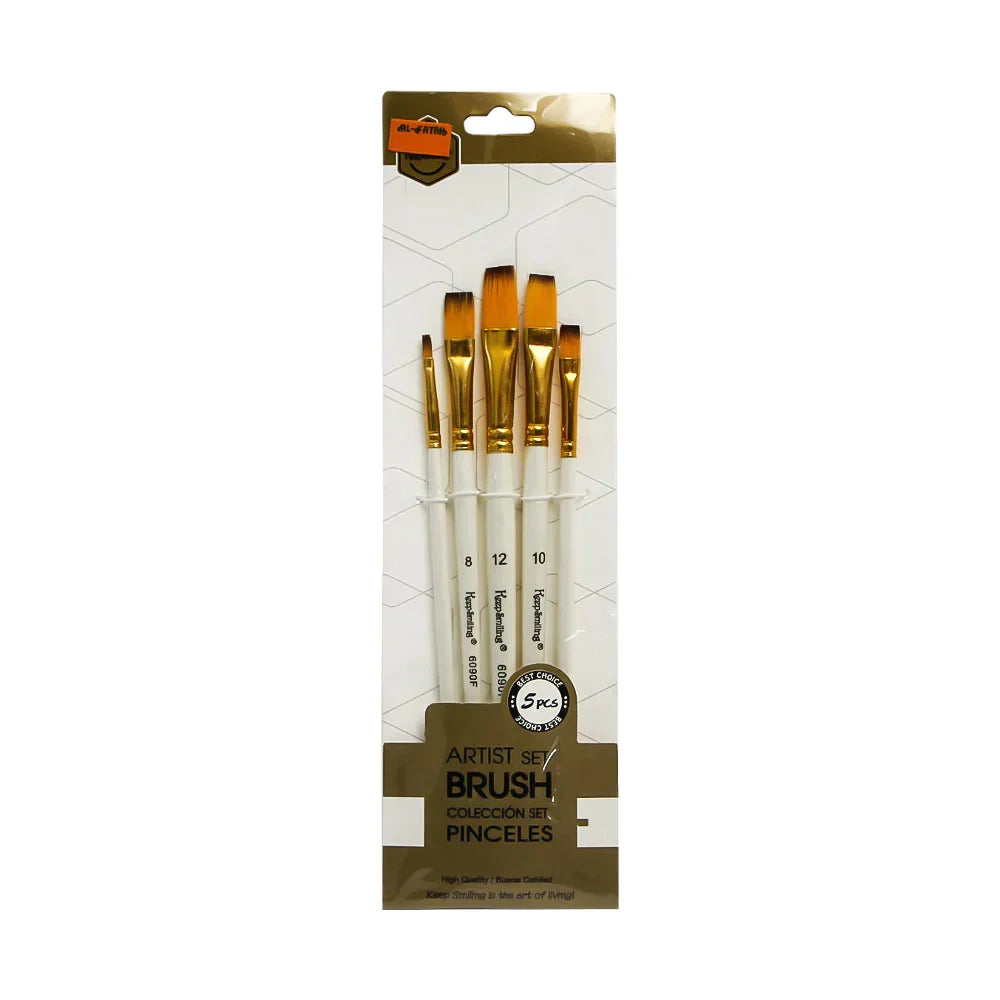Keep Smiling Artist Set Brush 5 Pcs Flat Cut Default Title - MamasJan Toys