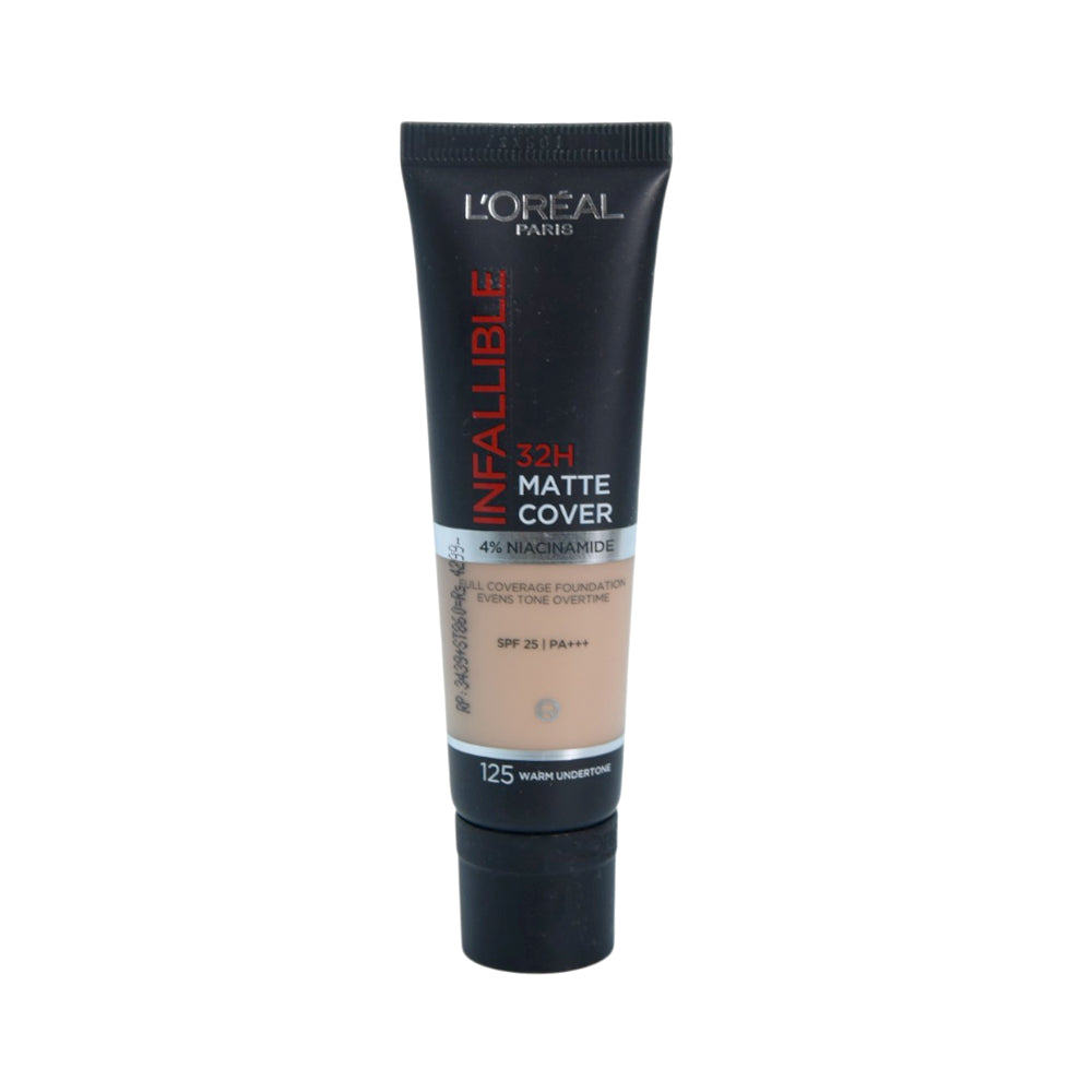 LOREAL INF 32H-MATTE COVER FOUNDATION, 4% NIACINAMIDE,NO 125 SPF25 Default Title - MamasJan Makeup