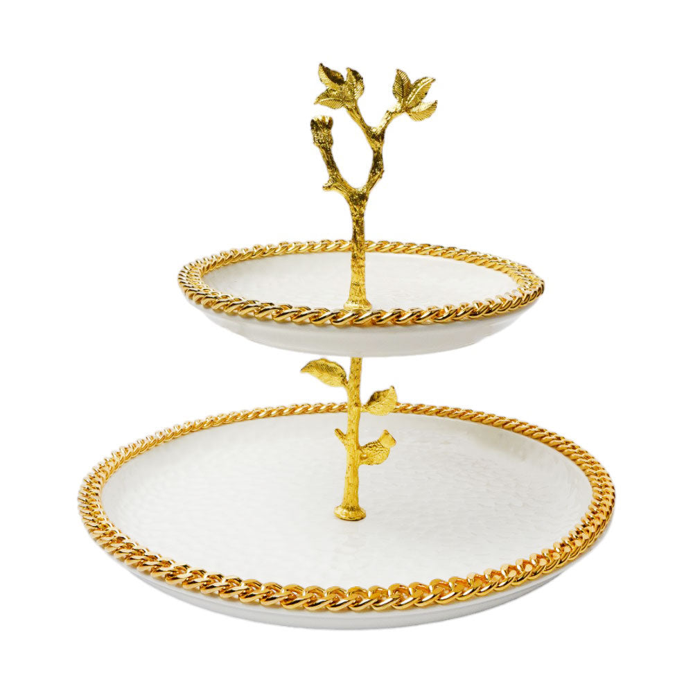 DISH CAKE PORCELAIN MORE & MORE 2TIRE M09-W Default Title - MamasJan Crockery