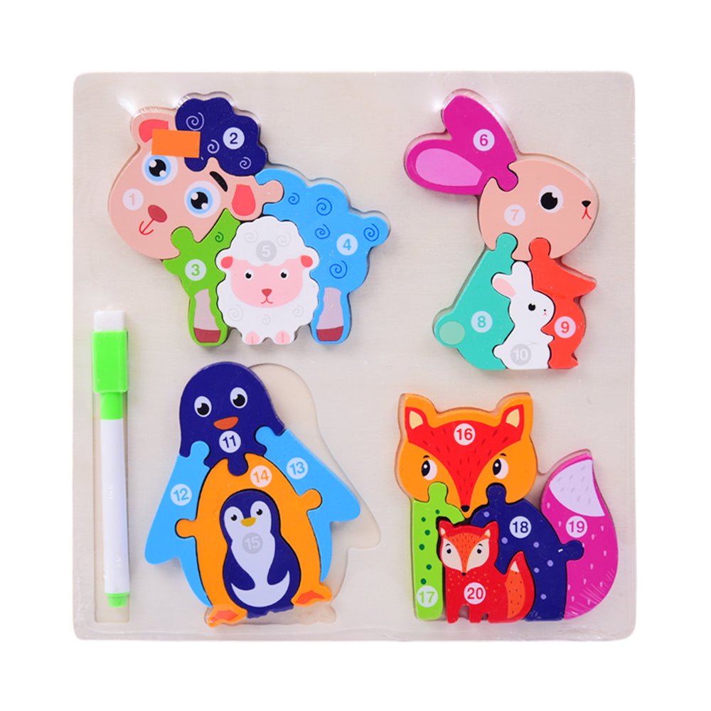 1719 WOODEN PUZZLE BOARD ANIMAL Default Title - MamasJan Toys