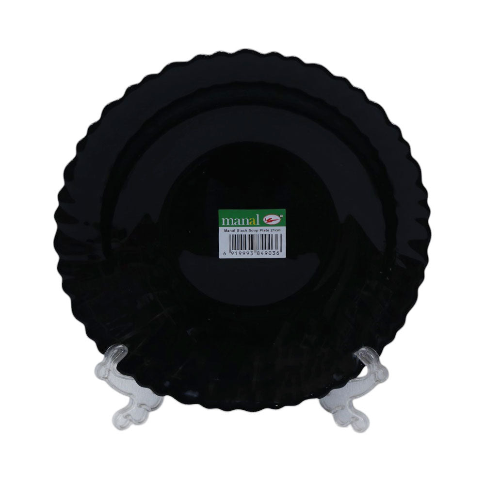 PLATE DEEP BLACK MANAL ROUND B0104 Default Title - MamasJan Crockery