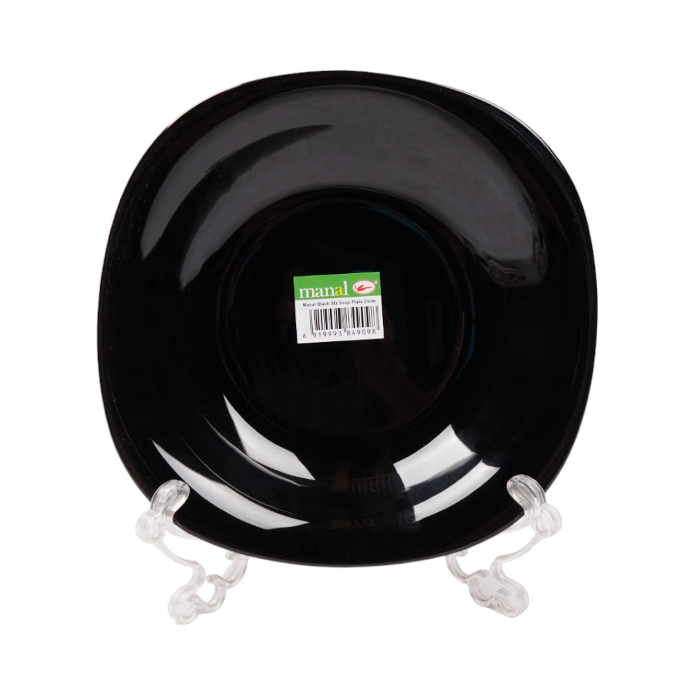 PLATE DEEP MANAL BLACK SQUARE B0052 Default Title - MamasJan Crockery