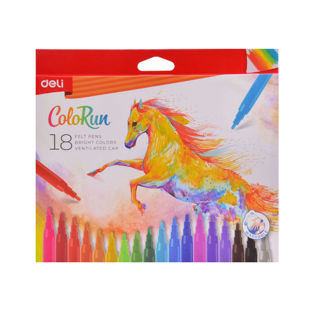 DELI FELT PEN COLOR 18PC 10010 Default Title - MamasJan Toys