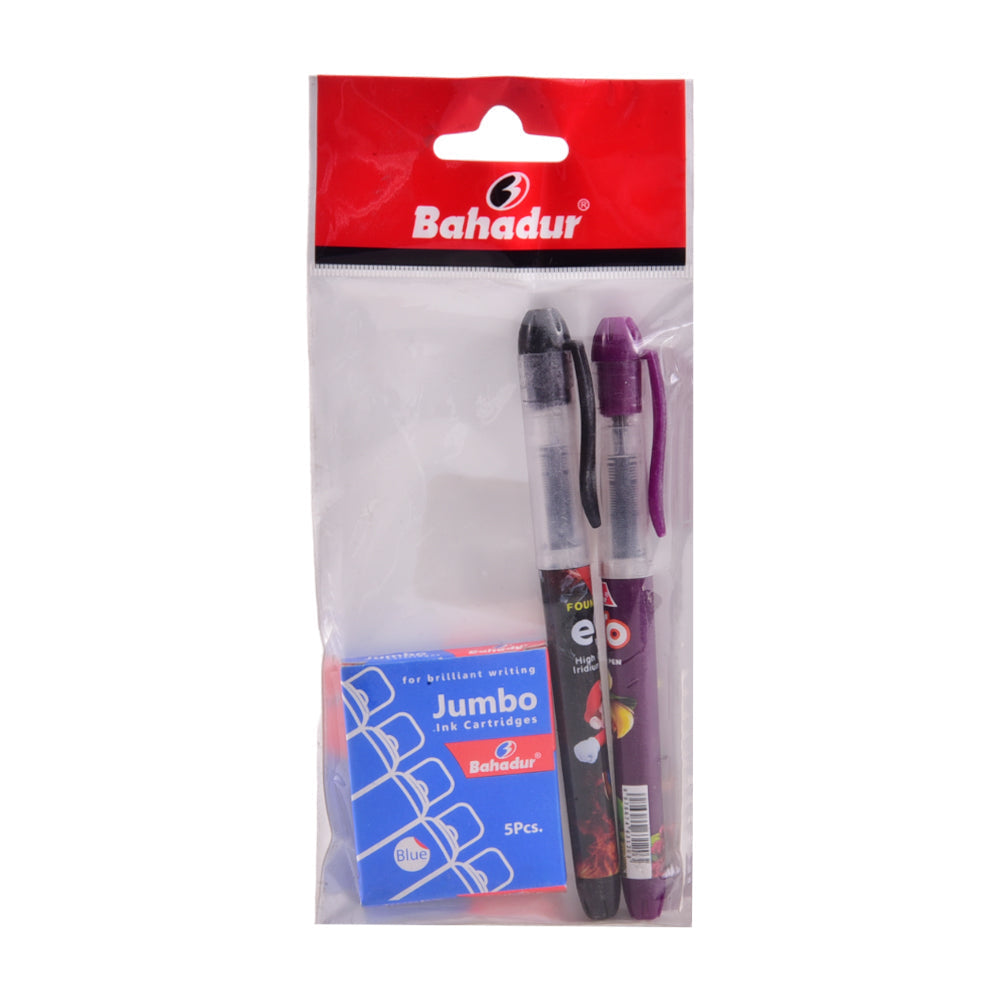 BAHADUR EGO FOUNTAIN PEN 2PC PACK WITH INK CARTRIDGE B.I Default Title - MamasJan Toys