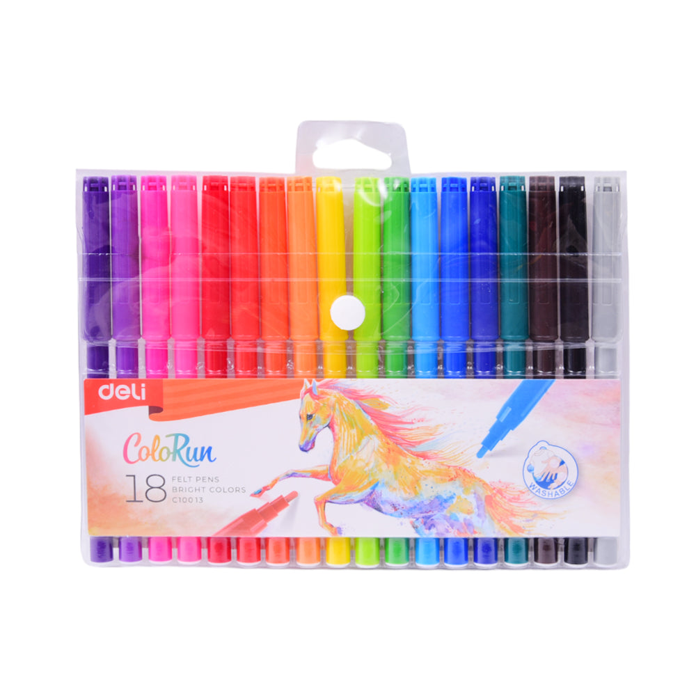 DELI FELT PEN COLOR 18PC 10013 Default Title - MamasJan Toys