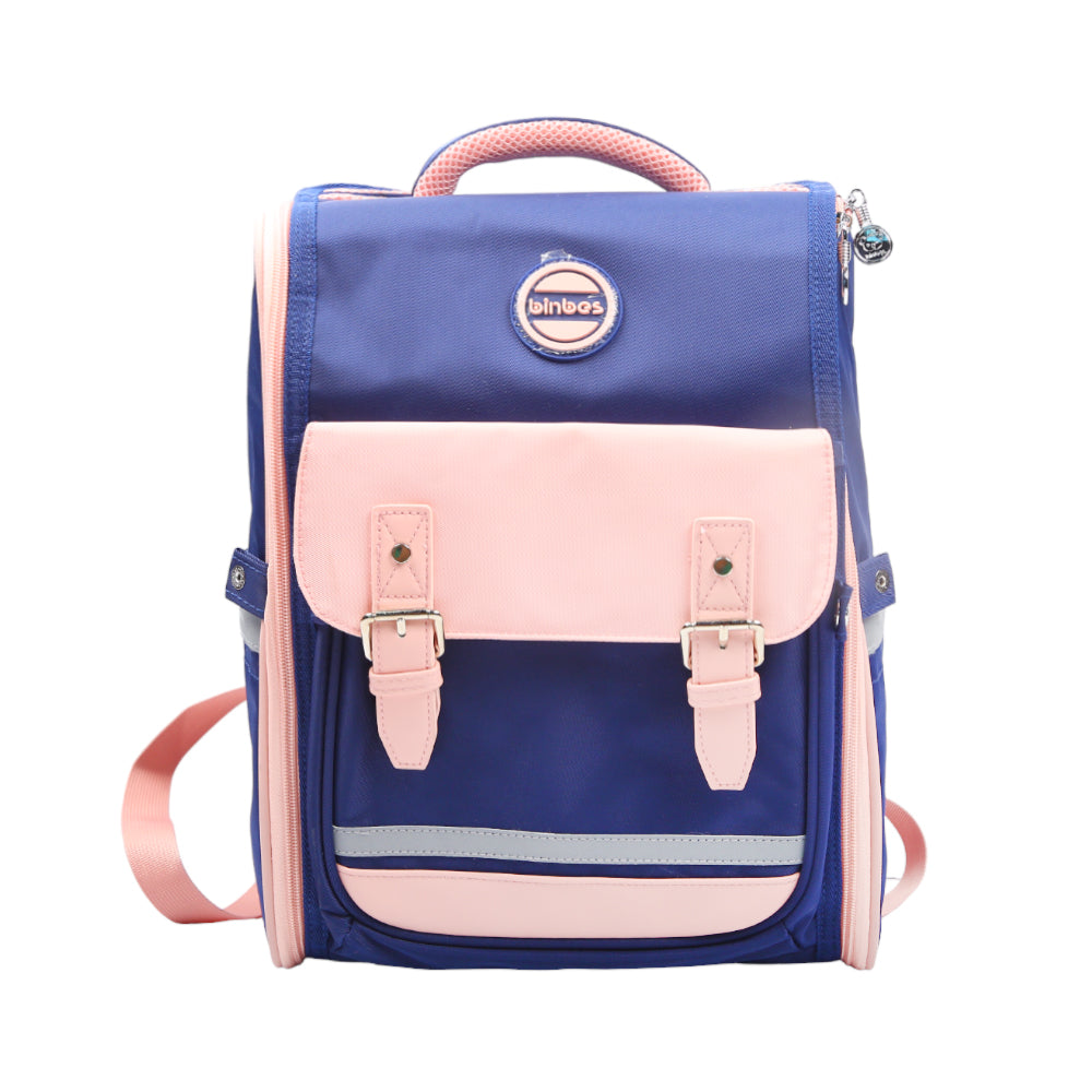 B-3238-1S KIDS SCHOOL BACK PACK NAVY/FLESH PINK 16INCH IR Default Title - MamasJan Toys