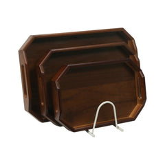 TRAY SET 3PC WOODEN DARK BORDER 8-1/9311 Default Title - MamasJan Crockery