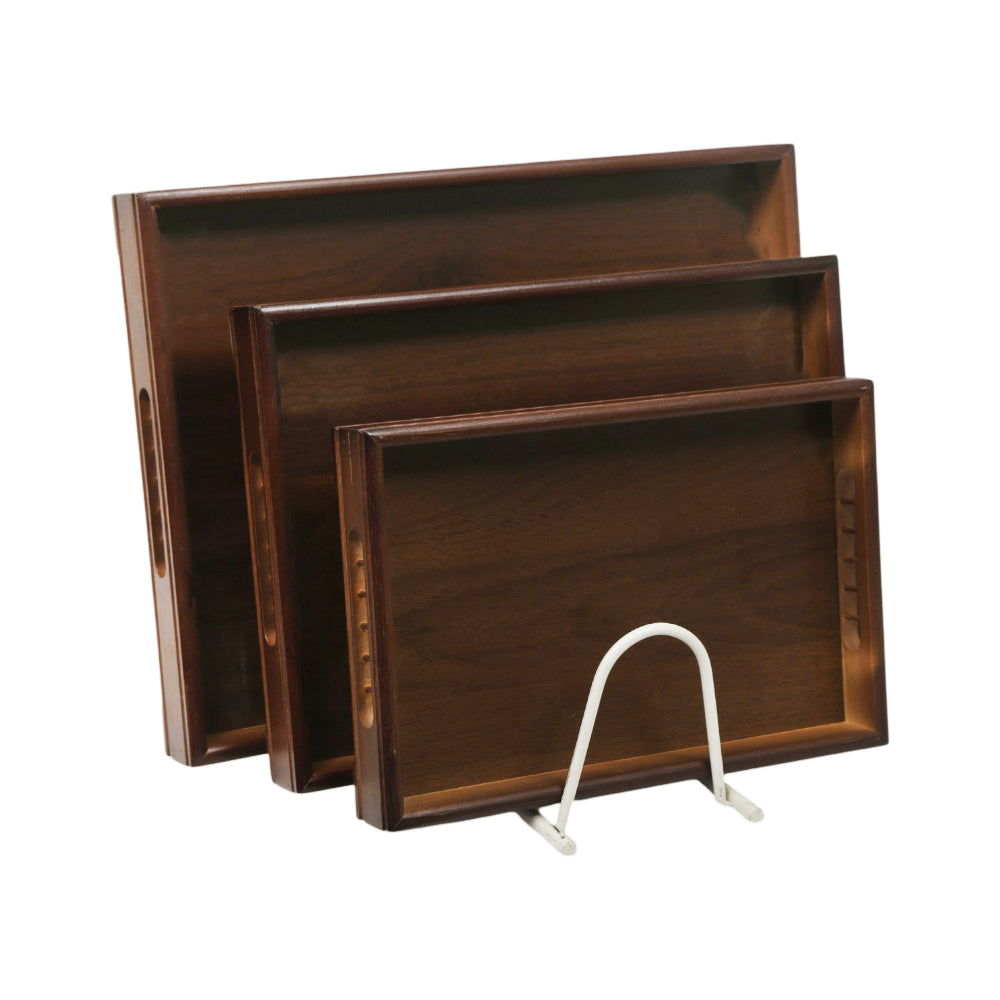TRAY SET 3PC WOODEN DARK CHATAI HANDLE 8-4/9312 Default Title - MamasJan Crockery