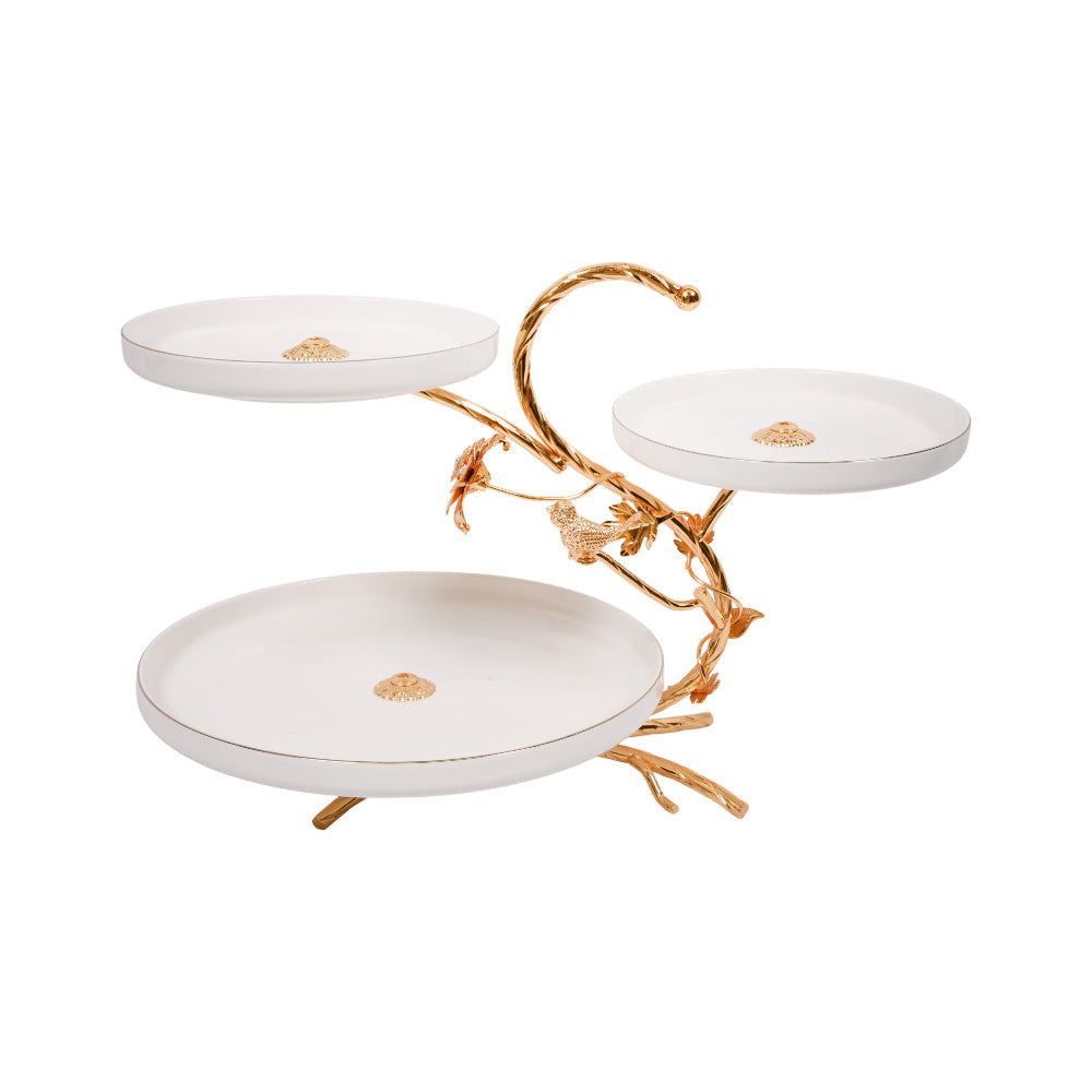 DISH 3TIRE GOLDEN 87-12 (L) Default Title - MamasJan Crockery