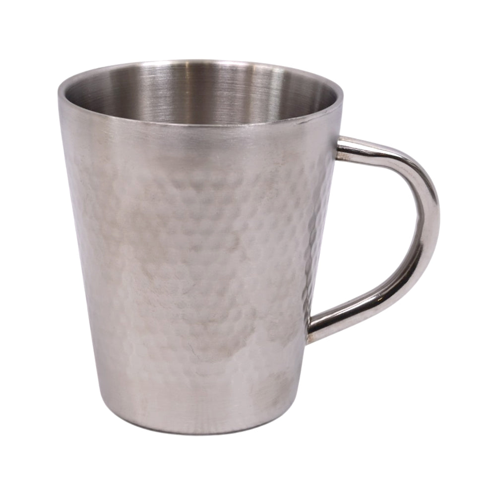 MUG STEEL SILVER 300 ML HAMMERED 28-2/8769 Default Title - MamasJan Crockery