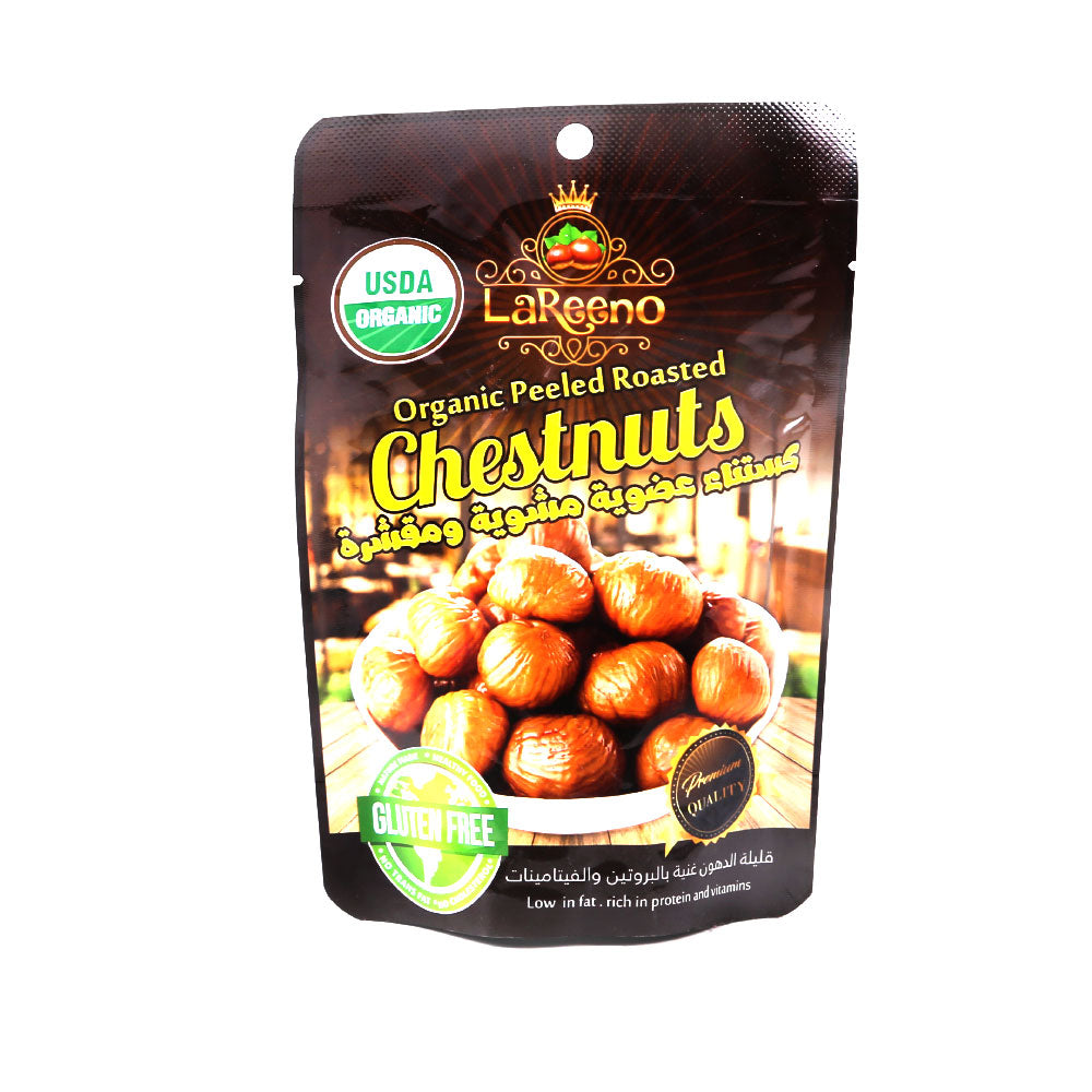 LAREENO CHESTNUTS ORGANIC PEELED ROASTED 100 GM Default Title - MamasJan Grocery