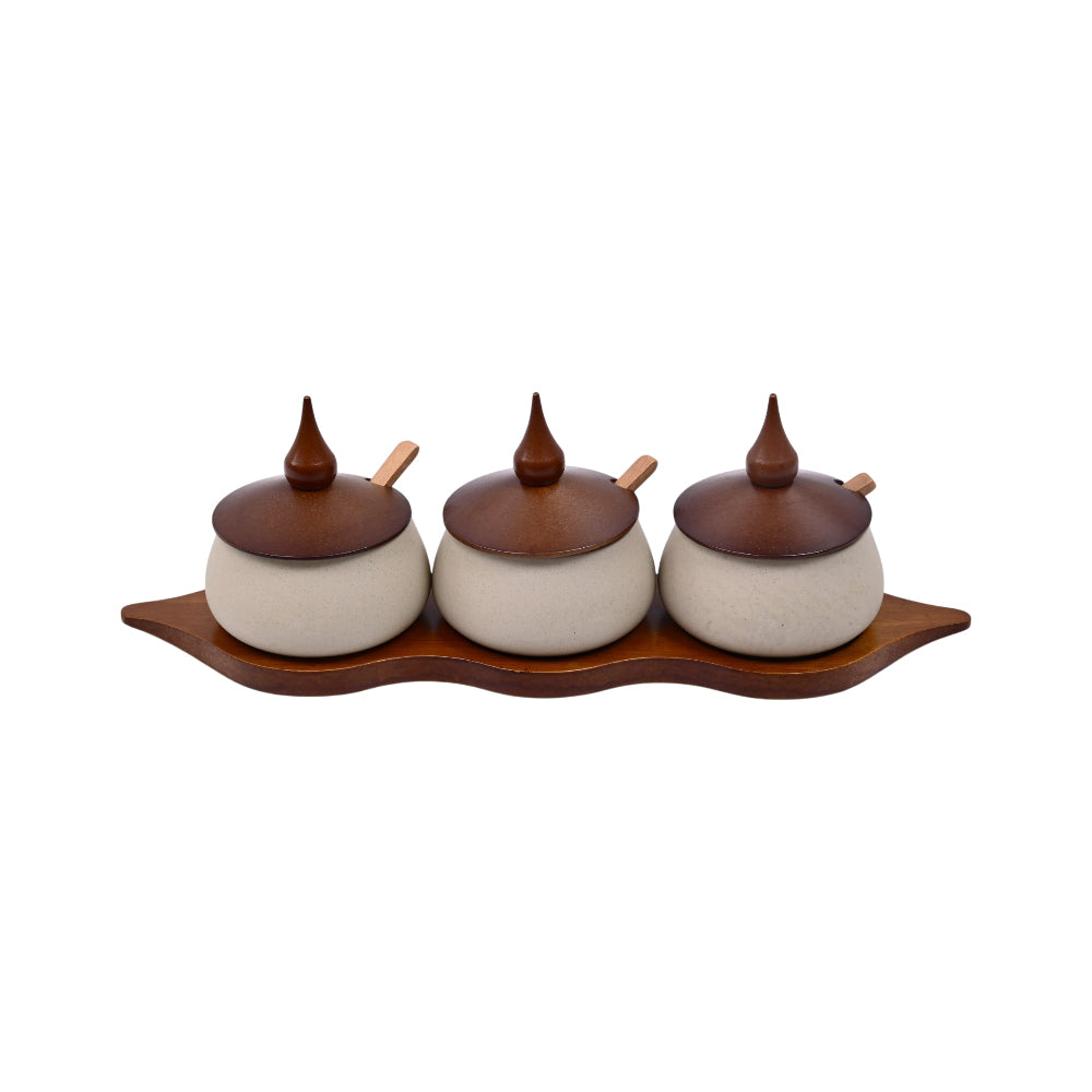 SUGAR POT SET 4 PCS PORCELAIN IR QX10/YY2581-3G Default Title - MamasJan Crockery