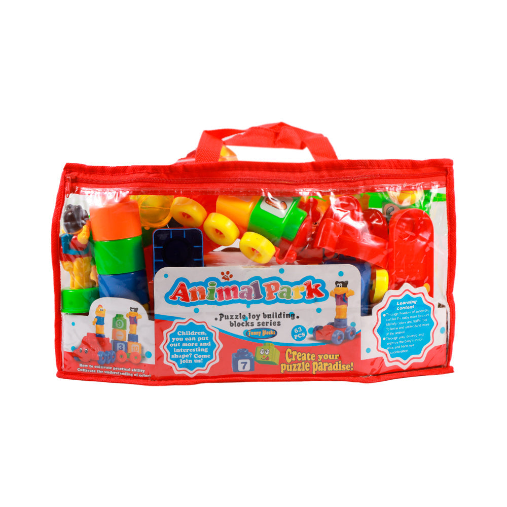 6606 ANIMAL PARK BLOCKS SET IN BAG 63PC D Default Title - MamasJan Toys