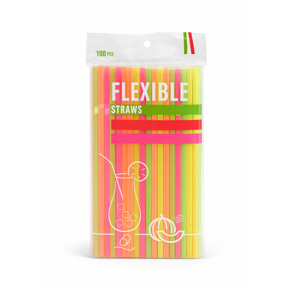 FLEXIBLE STRAW 100PC PACK IR HJ-11-12/6003 Default Title - MamasJan Grocery Non Foods